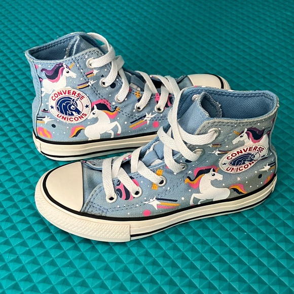 CONVERSE UNICORN Girls Blue Hi Top Canvas Shoes | 12 - Picture 1 of 10